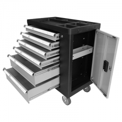 BORMANN ΕΡΓΑΛΕΙΟΦΟΡΕΑΣ 6 ΣΥΡΤΑΡΙΑ, ΠΛΑΙΝΟ ΝΤΟΥΛΑΠΙ ΚΑΙ 120 ΕΡΓΑΛΕΙΑ CR-V, ΜΕ ΣΤΟΠ, 84.5XΠ46.2XΥ89.5CM(KAΡΥΔΑΚΙΑ1/2’’ KAI 1/4’’ BWR7600SET | 035794 ΣΕ 6 ΑΤΟΚΕΣ ΔΟΣΕΙΣ