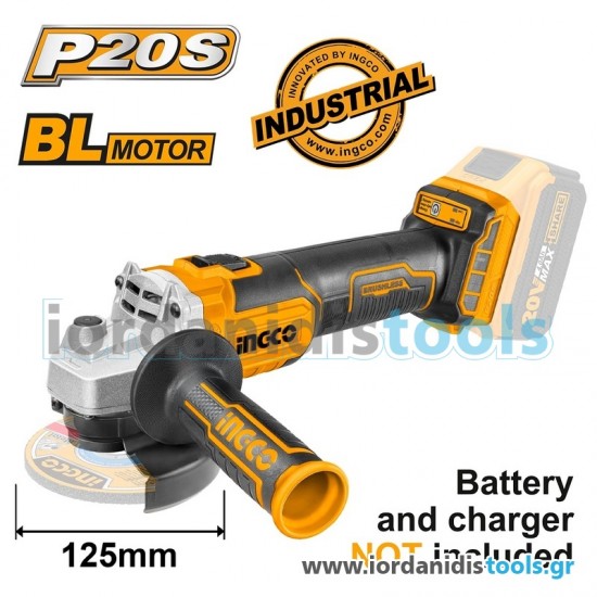 INGCO Γωνιακός Τροχός Μπαταρίας 125mm 20V Li-Ion SOLO INGCO Γωνιακός Τροχός Μπαταρίας 125mm 20V Li-Ion SOLO