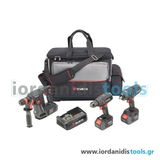 Wurth Σετ Eπαναφορτιζόμενων Eργαλείων 18V ABS-ABH-ASS 3x4,0Ah Master M-Cube 5701442004
