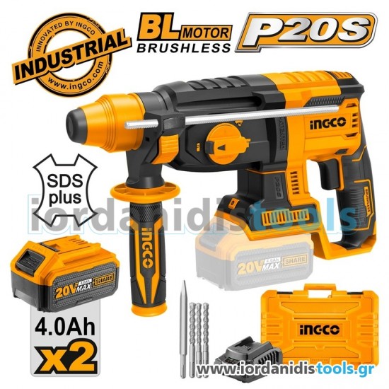 Ingco  CRHLI202287 Κρουστικό Σκαπτικό Μπαταρίας 20V με SDS Plus  εως 6 ΑΤΟΚΕΣ ΔΟΣΕΙΣ
