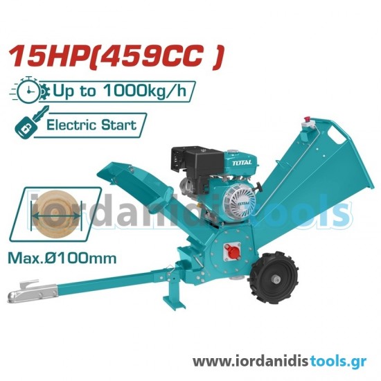 TOTAL ΒΕΝΖ. ΘΡΥΜΜΑΤΙΣΤΗΣ ΞΥΛΟΥ 459cc / 15HP / 100mm ΜΕ ΜΙΖΑ TWCS3102