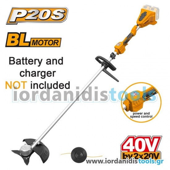 INGCO Θαμνοκοπτικό Μηχάνημα Μπαταρίας 2x20V Li-Ion SOLO INGCO Θαμνοκοπτικό Μηχάνημα Μπαταρίας 2x20V Li-Ion SOLO