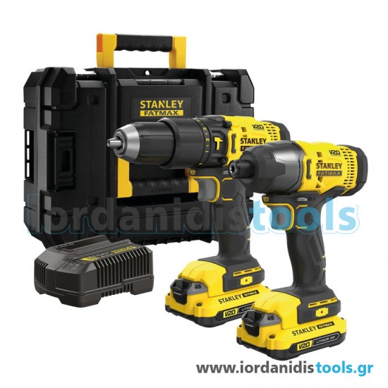 Σετ Stanley SFMCK465D2T Κρουστικό Δραπανοκατσάβιδο και Παλμικό Κατσαβίδι V20 18V +2 Μπαταρίες 2.0Ah, Φορτιστής και Βαλιτσάκι Μεταφοράς 
