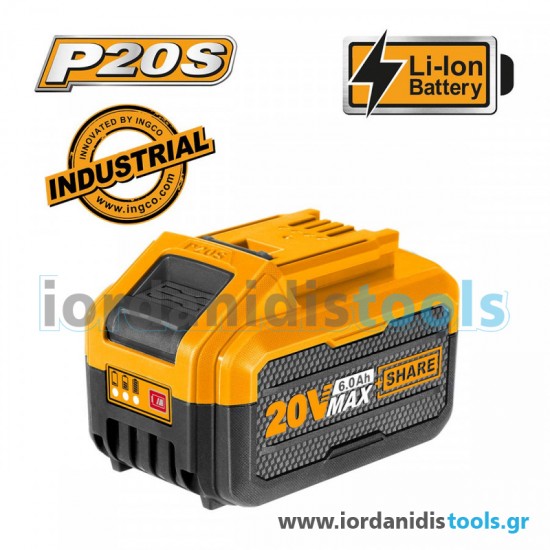 Ingco Μπαταρία 20V 6.0Ah Li-Ion FBLI2060 εως 6 ΑΤΟΚΕΣ ΔΟΣΕΙΣ Ingco Μπαταρία 20V 6.0Ah Li-Ion FBLI2060 εως 6 ΑΤΟΚΕΣ ΔΟΣΕΙΣ