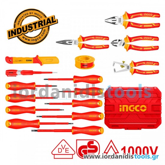 INGCO Σετ 16 τεμ Εργαλείων Ηλεκτρολόγου VDE HKITH1601