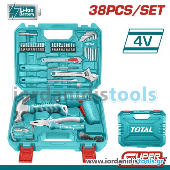 TOTAL ΣΕΤ ΚΑΤΣΑΒΙΔΙ ΜΠΑΤ. Li-ion 4V 38ΤΕΜ SUPER SELECT THKTHP10386