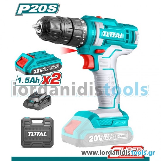 TOTAL ΔΡΑΠΑΝΟΚΑΤΣΑΒΙΔΟ ΜΠΑΤ. Li-ion 20V / 1.5Ah / 45Nm / 2 ΜΠΑΤ SUPER SELECT (TDLI20028)