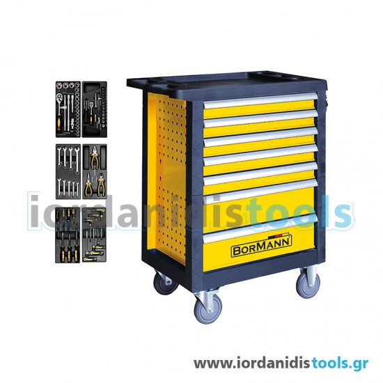 BORMANN ΕΡΓΑΛΕΙΟΦΟΡΕΑΣ 5 ΣΥΡΤΑΡΙΑ ΣΕΤ 216 ΕΡΓΑΛΕΙΑ ΜΕ ΣΤΟΠ, Μ64xΠ36xΥ62cm