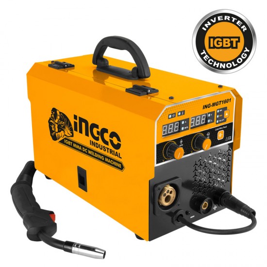 INGCO MGT1601 Ηλεκτροκόλληση Inverter 160Α Σύρματος με Αέριο και Χωρίς Αέριο ΕΩΣ 6 ΑΤΟΚΕΣ ΔΟΣΕΙΣ