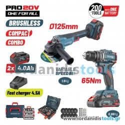BORMANN Pro BBP5433X44T2CA Σετ Compact Brushless Κρουστικό Δραπαν/βιδο 65Νm & Γωνιακός Τροχός, ΒMC