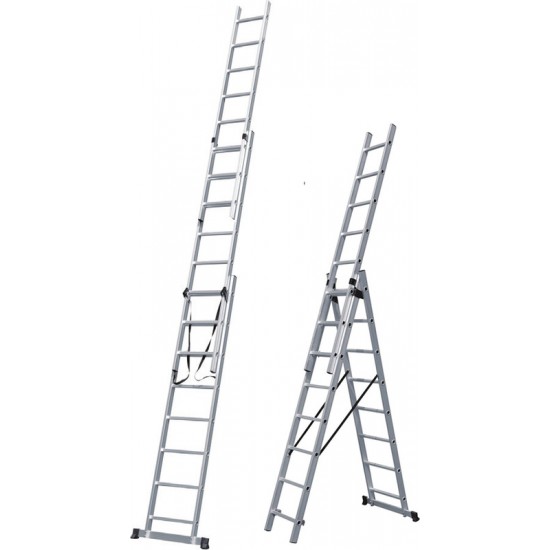 BULLE SSS11 Σκάλα αλουμινίου τριπλή επεκτεινόμενη 3x11 740cm 631123 εως 12 ΑΤΟΚΕΣ ΔΟΣΕΙΣ