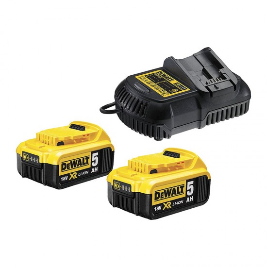 DEWALT DCB115P2-QW Φορτιστής 18V XR με 2 X 5.0Ah Μπαταρίεςεως 12 ΑΤΟΚΕΣ ΔΟΣΕΙΣ