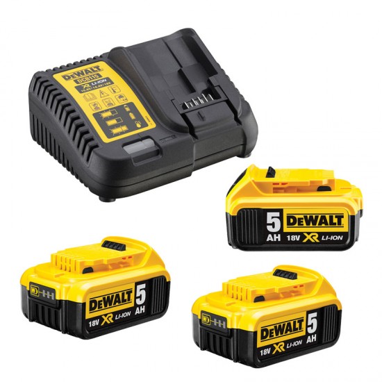 DEWALT DCB115P3-QW Φορτιστής 18V XR με 3 X 5.0Ah Μπαταρίες εως 12 ΑΤΟΚΕΣ ΔΟΣΕΙΣ