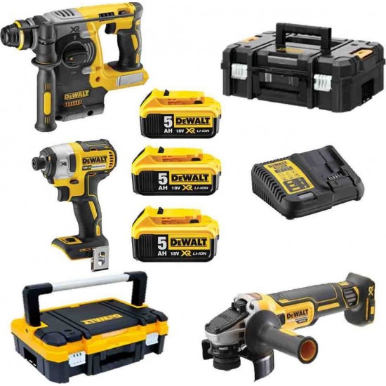 DEWALT DCK305P3T Σετ πιστολέτο και  παλμικό κατσαβίδι και γωνιακό τροχό σε TSTAK 18V Brushless  εως 24 ΑΤΟΚΕΣ ΔΟΣΕΙΣ