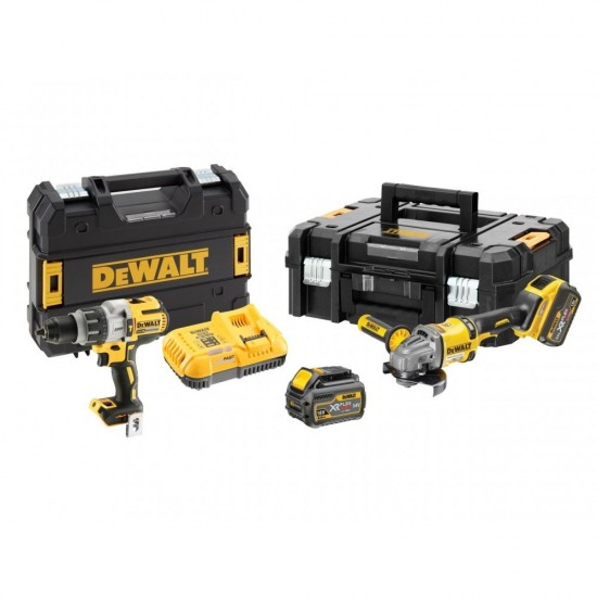 DEWALT DCK2055T2T Σετ Κρουστικό Δραπανοκατσάβιδο 18V και Γωνιακός Τροχός 125mm εως 24 ΑΤΟΚΕΣ ΔΟΣΕΙΣ