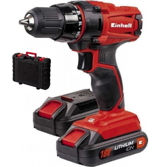 EINHELL TC-CD 18-2 Li Επαναφορτιζόμενο Δραπανοκατσάβιδο 18V με 2 μπαταρίες 2x1,3Ah 4513820 