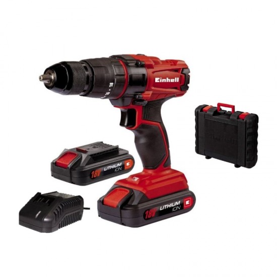 EINHELL ΤC-CD 18-2 Li-i Επαναφορτιζόμενο κρουστικό Δραπανοκατσάβιδο 18V με 2 μπαταρίες 2x1,5Ah 4513825 εως 6 ΑΤΟΚΕΣ ΔΟΣΕΙΣ