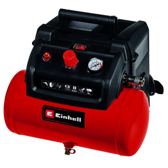 EINHELL TC-AC 190/6/8 OF Set Αεροσυμπιεστής χωρίς λάδι 1.6Hp 4020650 έως 6 ΑΤΟΚΕΣ ΔΟΣΕΙΣ