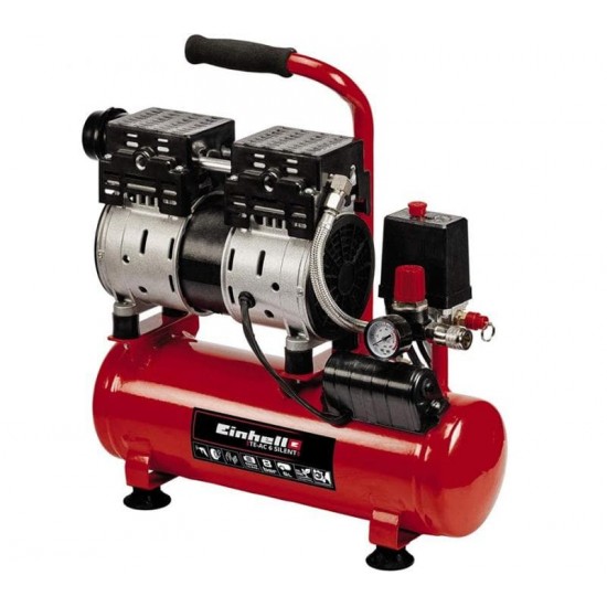 EINHELL TE-AC 6 Silent Αεροσυμπιεστής χαμηλού θορύβου χωρίς λάδι 0.8Hp 4020600 έως 6 ΑΤΟΚΕΣ ΔΟΣΕΙΣ