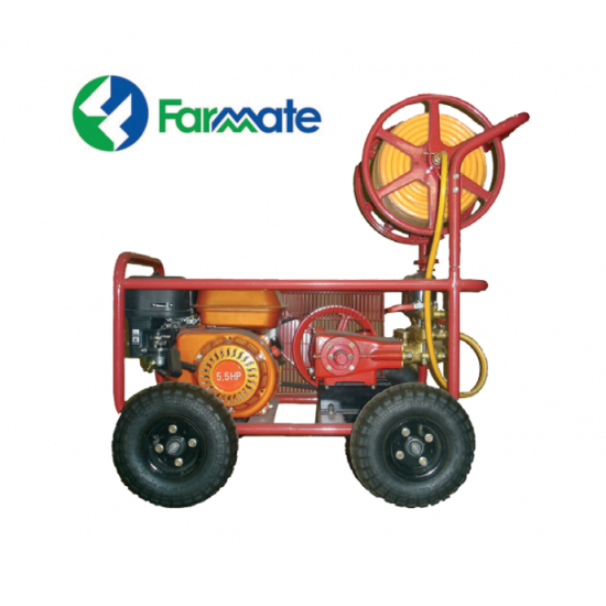 FARMATE TF-45/PRO Ψεκαστικό συγκρότημα βενζίνης με χερούλι ,τροχούς, ανέμη-λάστιχο και μάνικα 69325 εως 12 ΑΤΟΚΕΣ ΔΟΣΕΙΣ