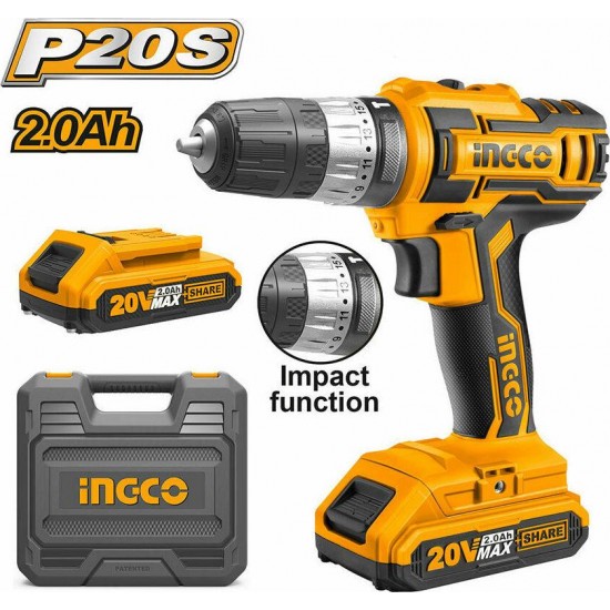 INGCO CIDLI200215 Επαγγελματικό Κρουστικό Δραπανοκατσάβιδο Μπαταρίας 20V Li-Ion ΕΩΣ 6 ΑΤΟΚΕΣ ΔΟΣΕΙΣ INGCO CIDLI200215 Επαγγελματικό Κρουστικό Δραπανοκατσάβιδο Μπαταρίας 20V Li-Ion ΕΩΣ 6 ΑΤΟΚΕΣ ΔΟΣΕΙΣ