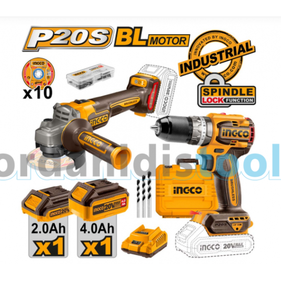 INGCO σετ ΕΡΓΑΛΕΊΑ ΜΠΑΤΑΡΊΑΣ 20V LI-ION ΣΕΤ 2 ΤΕΜ. CKLI20273E