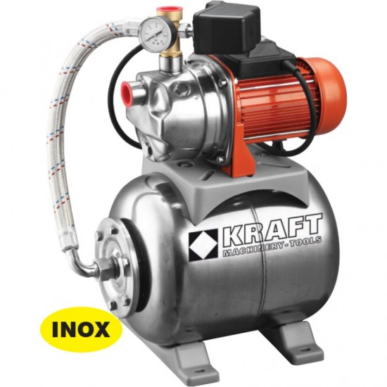 KRAFT Ανοξείδωτο Πιεστικό συγκρότημα με Δοχείο 20Lt & Αντλία 800W 43531