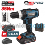 BORMANN Pro BBP3000 Δραπανοκατσάβιδο Μπαταρίας 20V,35Νm,Li-Ion,με 2 Ταχύτητες,1x2Ah & Βαλίτσα