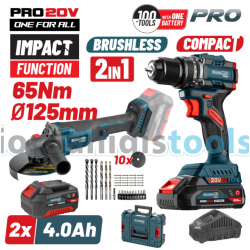 BORMANN Pro BBP5433X44T2CA Σετ Compact Brushless Κρουστικό Δραπαν/βιδο 65Νm & Γωνιακός Τροχός
