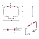 DOORADO HSC2L-8050-4218-GAL Αρθρωτή μπάρα στάθμευσης τύπου C με 2 πόδια 