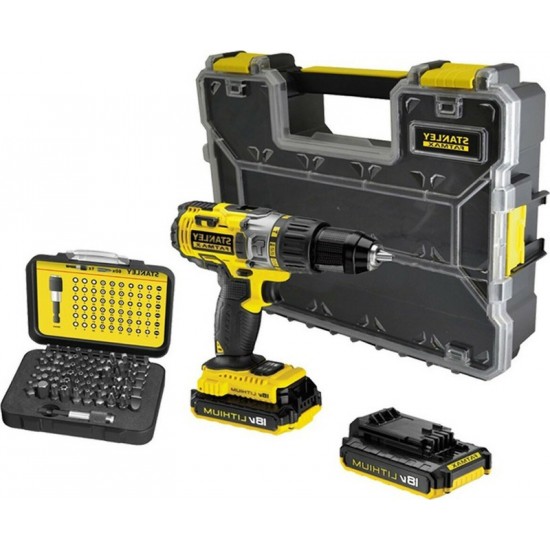 STANLEY FMCK625D2A Δραπανοκατσάβιδο 18V Κρουστικό με 2 μπαταρίες λιθίου 2Ah, τσοκ 13mm και σετ μύτες 60τμχ σε κασετίνα εως 12 ΑΤΟΚΕΣ ΔΟΣΕΙΣ STANLEY FMCK625D2A Δραπανοκατσάβιδο 18V Κρουστικό με 2 μπαταρίες λιθίου 2Ah, τσοκ 13mm και σετ μύτες 60τμχ σε κασετίνα εως 12 ΑΤΟΚΕΣ ΔΟΣΕΙΣ