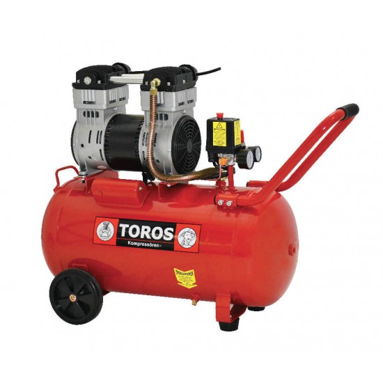 TOROS Αεροσυμπιεστής Μονομπλόκ Χαμηλού Θορύβου Χωρίς Λάδι 50Lt 1.55HP 40152