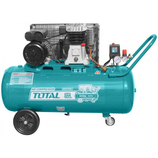 TOTAL TC1301006 Τροχήλατος Αεροσυμπιεστής Λαδιού με Ιμάντα 100Lt 2.200Watt εως 6 ΑΤΟΚΕΣ ΔΟΣΕΙΣ