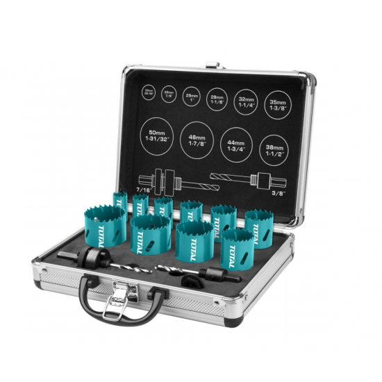 TOTAL TACSH1121 Ποτηροτρύπανα μετάλλου σε βαλίτσα αλουμινίου