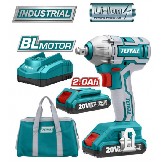 TOTAL TIWLI2001 Μπουλονόκλειδο μπαταρίας  20V Li-ion εως 6 ΑΤΟΚΕΣ ΔΟΣΕΙΣ