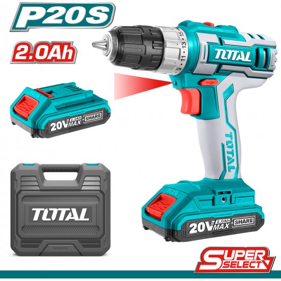 TOTAL TDLI200215 Δραπανοκατσάβιδο μπαταρίας λιθίου 20V / 2Ah / 45Nm 