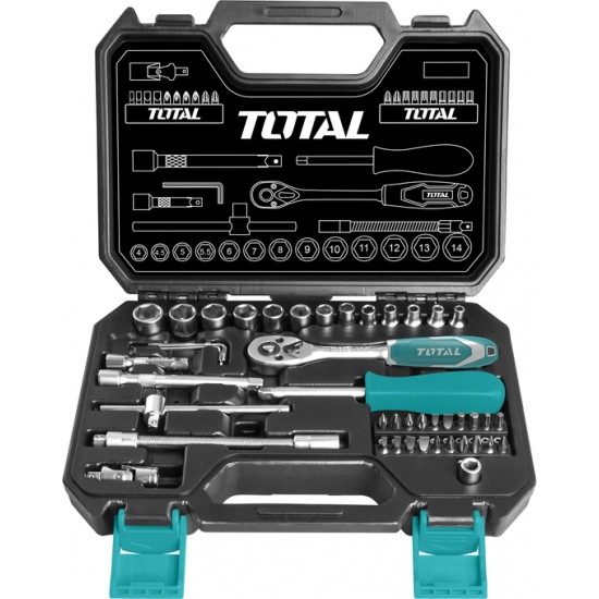 TOTAL THT141451 Σετ Κασετίνα με Καρυδάκια 1/4'' Τεμάχια 45