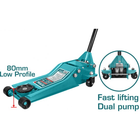 TOTAL THT10834 Γρύλος Ανύψωσης Τροχήλατος 3T χαμηλού προφίλ υδραυλικός εως 6 ΑΤΟΚΕΣ ΔΟΣΕΙΣ