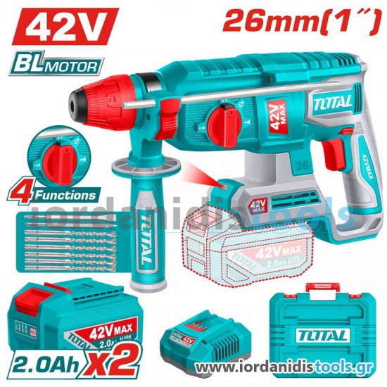 TOTAL ΕΠΑΓΓ. ΣΕΤ ΠΝΕΥΜΑΤΙΚΟ ΠΙΣΤΟΛΕΤΟ ΜΠΑΤ. Li-ion 42V / 26mm / 2Ah / 2 ΜΠΑΤ BL Motor (TRHLI422682E) TOTAL ΕΠΑΓΓ. ΣΕΤ ΠΝΕΥΜΑΤΙΚΟ ΠΙΣΤΟΛΕΤΟ ΜΠΑΤ. Li-ion 42V / 26mm / 2Ah / 2 ΜΠΑΤ BL Motor (TRHLI422682E)