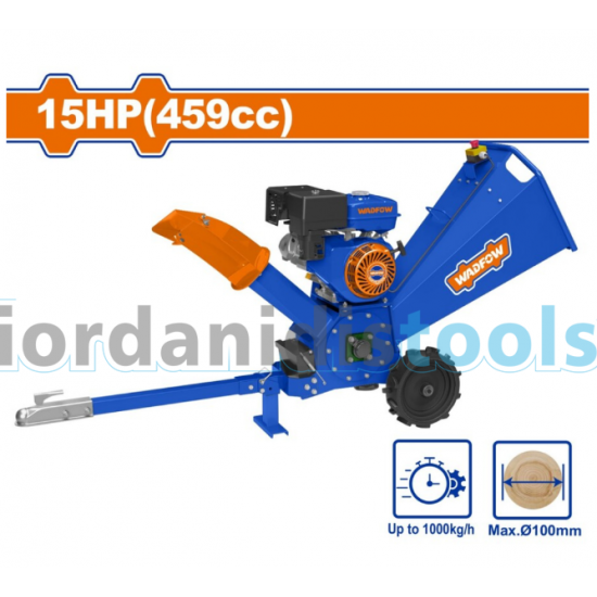 WADFOW ΒΕΝΖ. ΘΡΥΜΜΑΤΙΣΤΗΣ ΞΥΛΟΥ 459cc / 15HP / 100mm ΜΕ ΧΕΙΡΟΜΙΖΑ (WXU1315)
