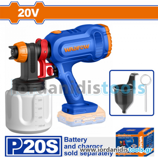 WADFOW ΠΙΣΤΟΛΙ ΒΑΦΗΣ ΜΠΑΤ. Li-ion 20V ΧΩΡΙΣ ΜΠΑΤΑΡΙΑ & ΦΟΡΤΙΣΤΗ (WSU3066)