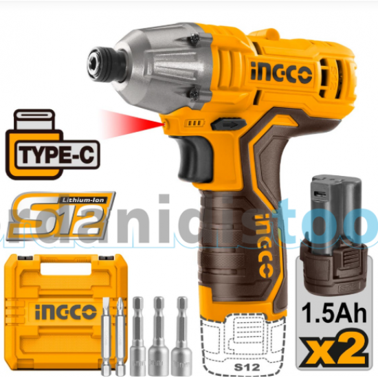 INGCO ΠΑΛΜΙΚΌ ΚΑΤΣΑΒΊΔΙ ΜΠΑΤΑΡΊΑΣ 12V LI-ION USB TYPE-C CIRLI12015 INGCO ΠΑΛΜΙΚΌ ΚΑΤΣΑΒΊΔΙ ΜΠΑΤΑΡΊΑΣ 12V LI-ION USB TYPE-C CIRLI12015