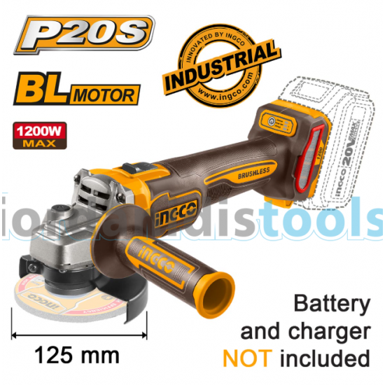 INGCO Γωνιακός Τροχός Μπαταρίας 125mm 20V Li-Ion SOLO (CAGLI221253) INGCO Γωνιακός Τροχός Μπαταρίας 125mm 20V Li-Ion SOLO (CAGLI221253)