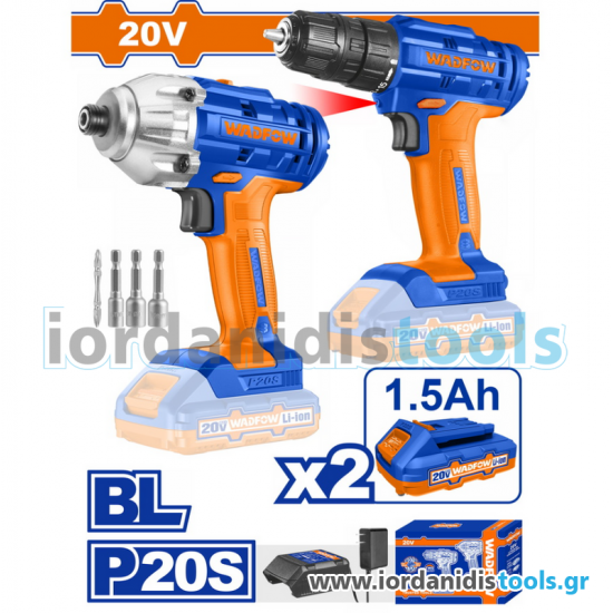 WADFOW ΣΕΤ ΔΡΑΠ/ΒΙΔΟ + ΠΑΛΜΙΚΟ ΚΑΤΣΑΒΙΔΙ ΜΠΑΤ. Li-ion 20V / 1.5Ah / 2 ΜΠΑΤ (WCK2016) WADFOW ΣΕΤ ΔΡΑΠ/ΒΙΔΟ + ΠΑΛΜΙΚΟ ΚΑΤΣΑΒΙΔΙ ΜΠΑΤ. Li-ion 20V / 1.5Ah / 2 ΜΠΑΤ (WCK2016)