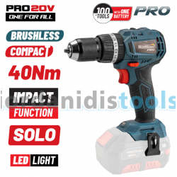 BORMANN Pro BBP5143 Δραπανοκατσάβιδο Κρουστικό Compact,Brushless Μπαταρίας 20VLi-Ion,2ταχ. SOLO