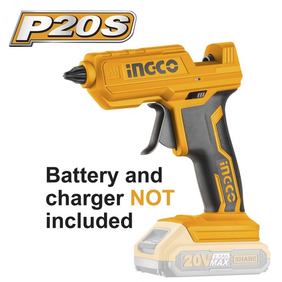 INGCO CGGLI2001 Πιστόλι Θερμόκολλας Μπαταρίας 20V Li-Ion 