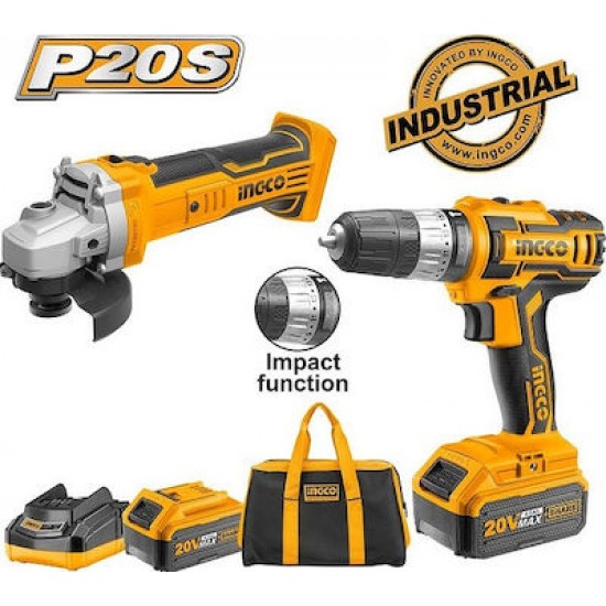 INGCO CKLI2009 Σετ 2 τεμ Εργαλεία Μπαταρίας 20V Li-Ion εως 6 ΑΤΟΚΕΣ ΔΟΣΕΙΣ